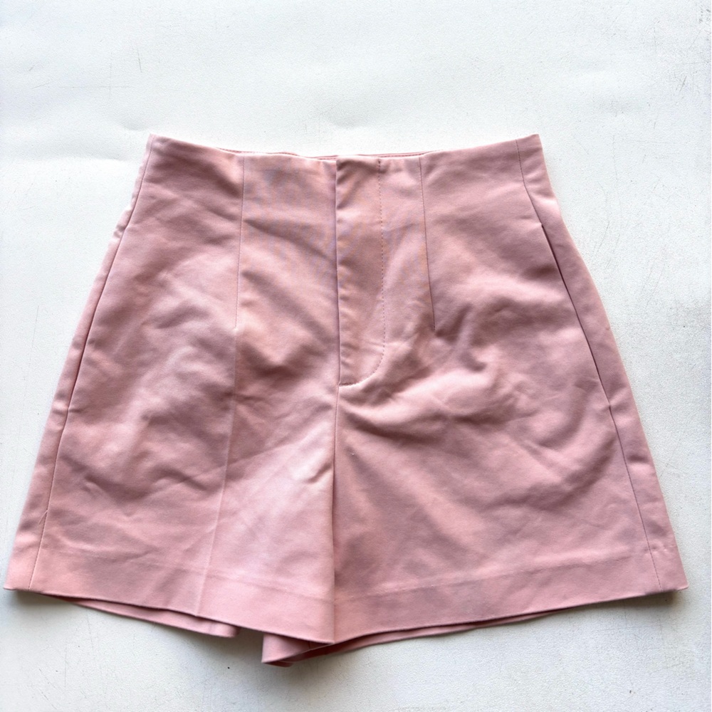 Zara woman high waisted baby pink shorts with pockets size extra small XS